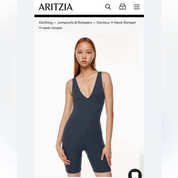 Aritzia Pants - Aritzia Babaton Black V Neck Romper XXS Athletic Athleisure Loungewear Vacation